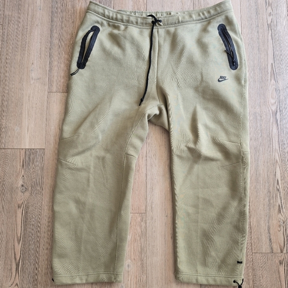 Nike Tech Men's Fleece Open-Hem Pants Neutral Olive/Black sinch bottom size 3XL - Picture 2 of 11